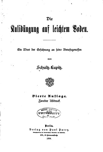 Die Kalidüngung auf leichtem Boden: Ein Wort der Erfahrung an seine ...