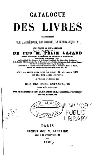 Catalogue des livres ... 14 novembre 1859 ...