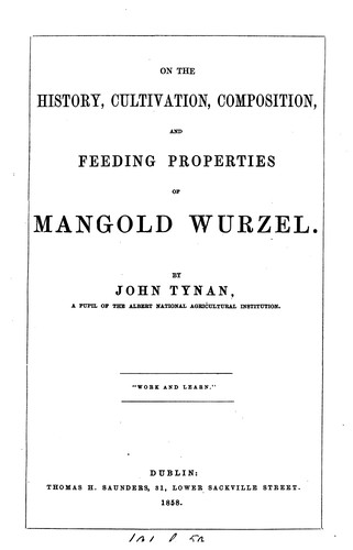 On the history, cultivation, composition, and feeding properties of mangold wurzel