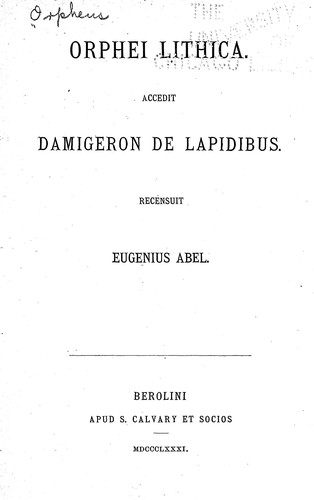 Orphei Lithica