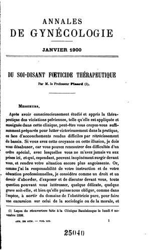 Annales de gynecologie et d'obstetrique. series 1