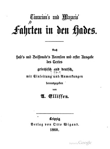 Timarions und Mazaris' Fahrten in den Hades