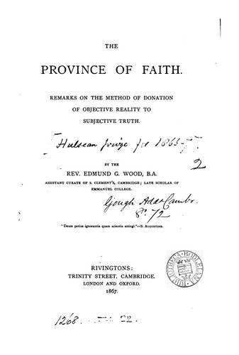The Province of Faith: Remarks on the Method of Donation of Objective ...