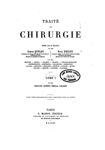 Traite de chirurgie, publie sous la direction de MM. v.8, 1892