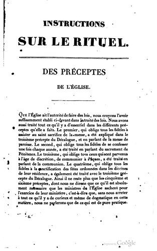 Instructions sur le rituel