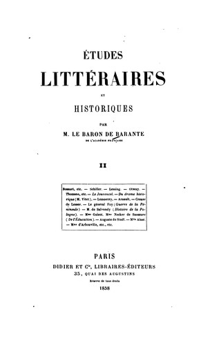 Études littéraires et historiques