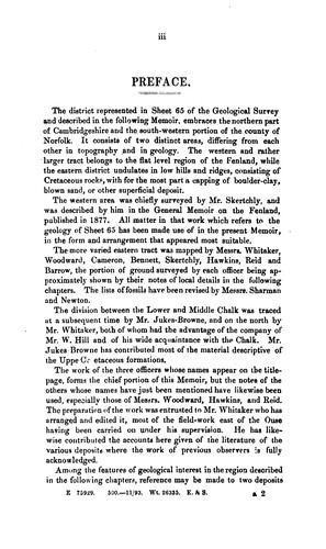 ... The Geology of South-western Norfolk and of Northern Cambridgeshire: (Explanation of Sheet 65)