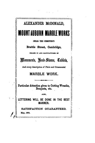 Mount Auburn Cemetery: Visitor's Reference Book