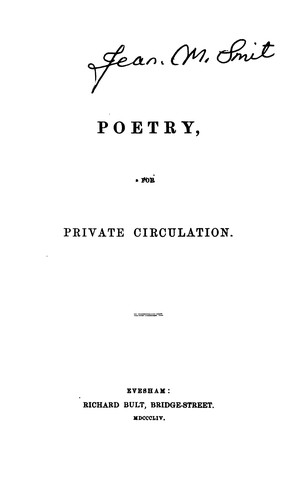 Poetry, for private circulation (written by two sisters).