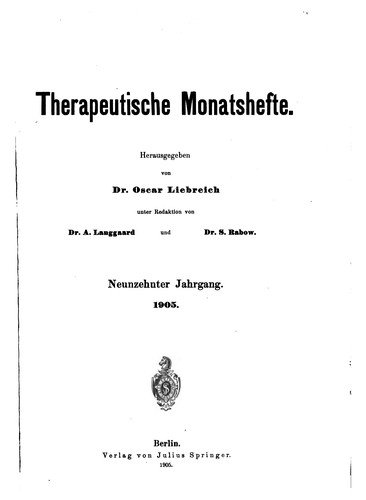 Therapeutische Monatshefte