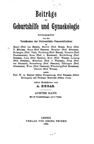 Beitraege zur geburtshilfe und gynaekologie