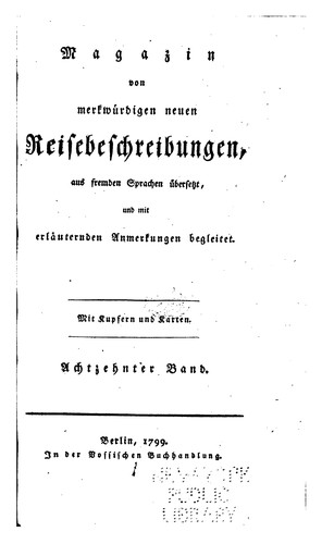 Magazin von merkwurdigen neuen Reisebeschrei-bungen