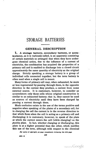 Storage batteries ; Incandescent lighting ; Arc lighting ; Interior wiring ; Modern electric-lighting devices ; Electric signs ; Electric heating