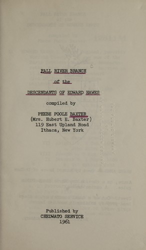 Fall River branch of the descendants of Edward Hawes