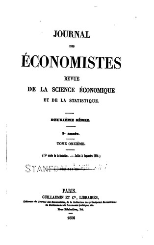 Journal des ećonomistes: revue de la science économique et de la statistique