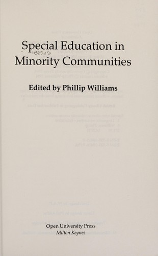 SPECIAL EDUC MINORIT COMMUN CL (Children With Special Needs Series)