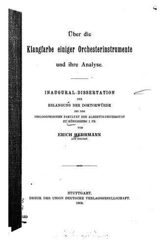 Ueber die Klangfarbe einiger Orchesterinstrumente und ihre Analyse