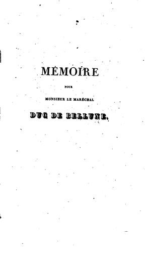 Mémoire pour Monsieur le maréchal duc de Bellune sur les marchés Ouvrard