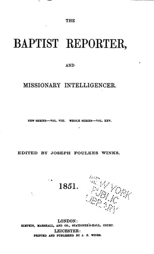 Baptist Reporter and Missionary Intelligencer