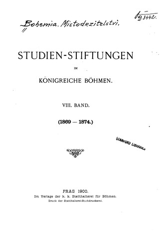 Studien-stiftungen im Koenigreiche Boehmen