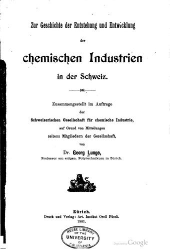 Zur Geschichte der Entstehung und Entwicklung der chemischen Industrien in der Schweiz