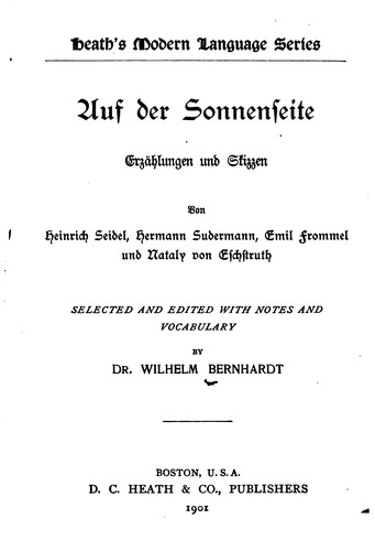 Auf der Sonnenseite: Erzählungen und Skizzen von Heinrich Seidel, Hermann Sudermann, Emil ...