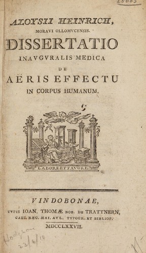 Dissertatio inauguralis medica de aeris effectu in corpus humanum
