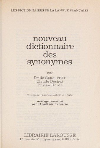 Nouveau dictionnaire des synonymes
