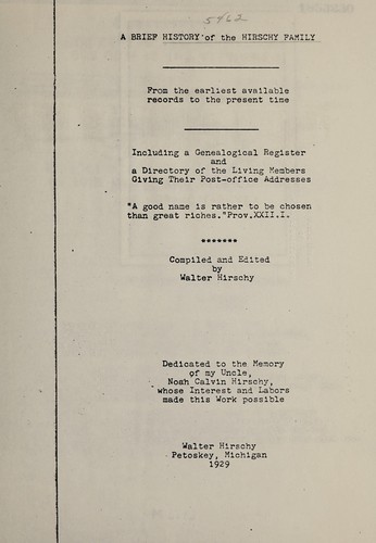 A brief history of the Hirschy family ...