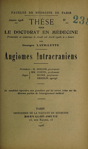 Angiomes intracraniens ...