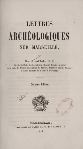 Lettres archéologiques sur Marseille