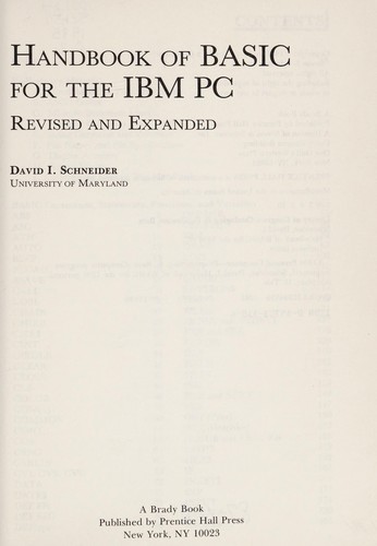 Handbook of BASIC for the IBM-PC