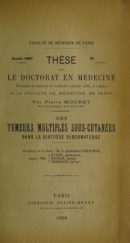 Des tumeurs multiples sous-cutanées dans la diathèse sarcomateuse ...