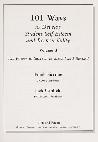 101 ways to develop student self-esteem and responsibility