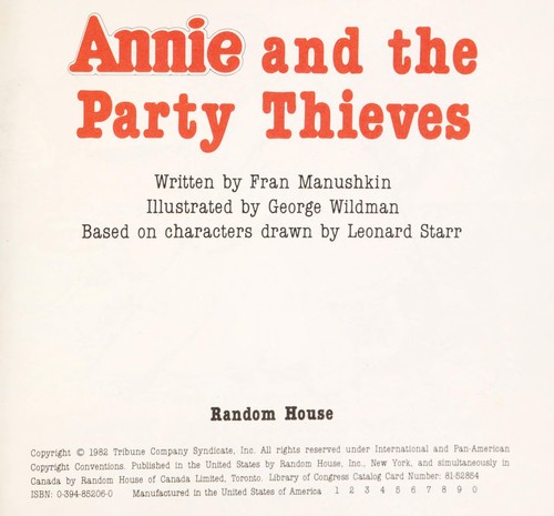 ANNIE & PARTY THIEVES (Annie Mini-storybooks)