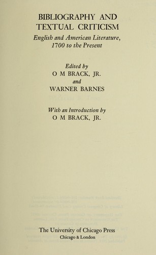 Bibliography and textual criticism