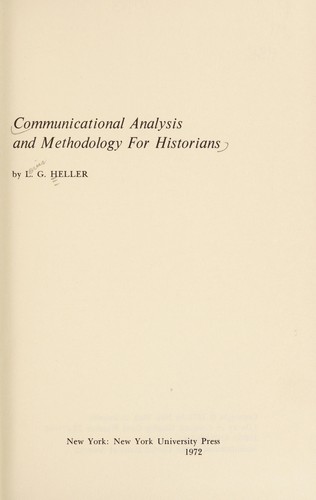 Communicational analysis and methodology for historians