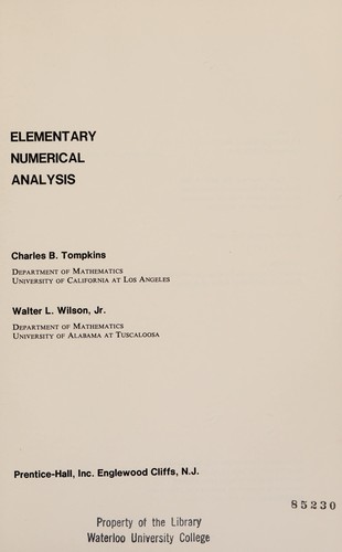 Elementary numerical analysis