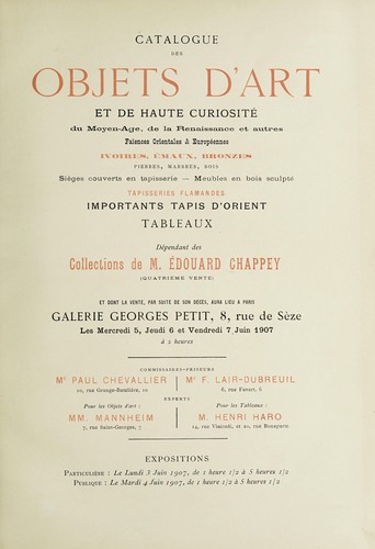Objets d'art et de haute curiositʹe du Moyen-Âge, de la Renaissance et autres