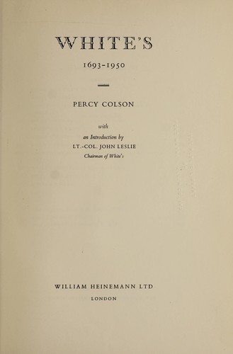 White's, 1693-1950