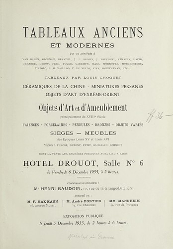 Tableaux anciens et modernes