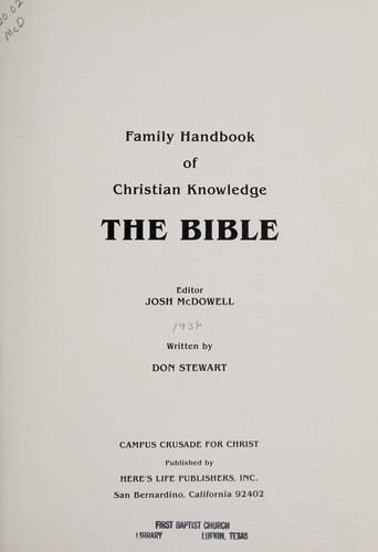 Family Handbook of Christian Knowledge of the Bible