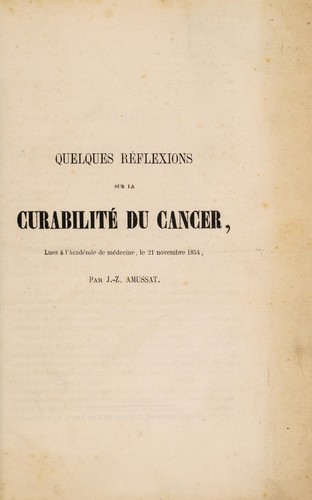 Quelques réflexions sur la curabilité du cancer