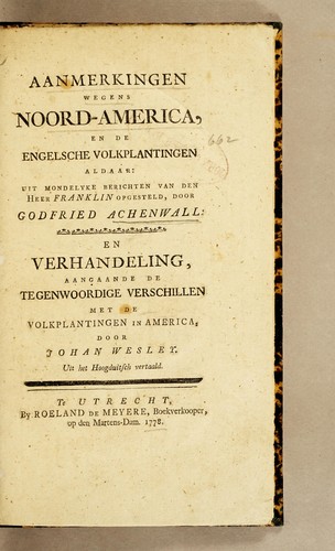 Aanmerkingen wegens Noord-America, en de Engelsche volkplantingen aldaar