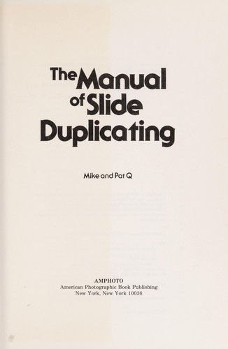The manual of slide duplicating