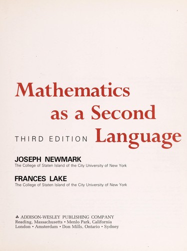 Mathematics as a second language