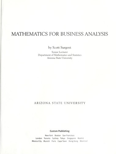 Mathematics for business analysis