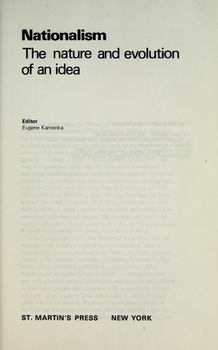 Nationalism : the nature and evolution of an idea
