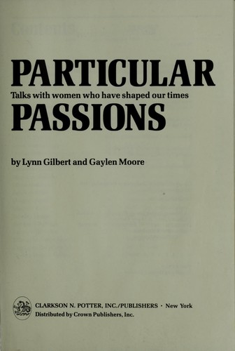 Particular passions : talks with women who have shaped our times