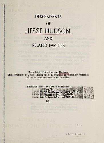 Descendants of Jesse Hudson and related families